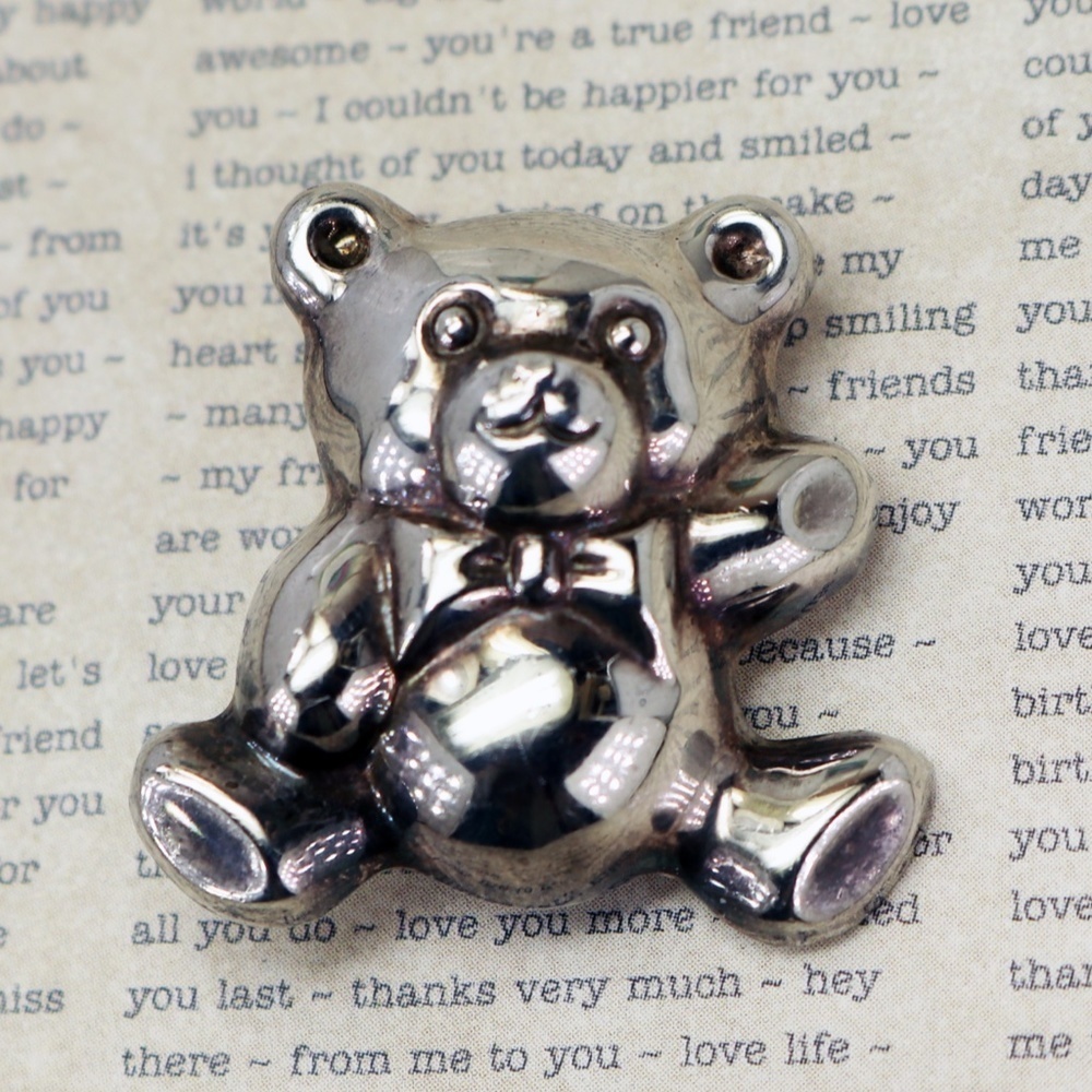 Vintage Sterling Silver Teddy Bear Brooch - Picture 3 of 15